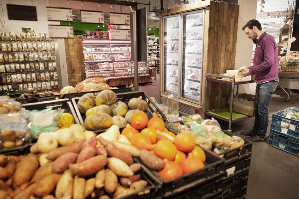 Groenteschappen in Ekoplaza Nijmegen